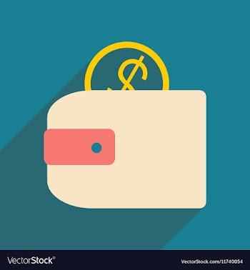 Flat with shadow icon and mobile applacation purse vector image