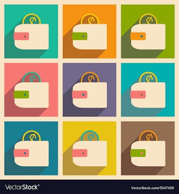 Flat with shadow icon and mobile applacation purse vector image