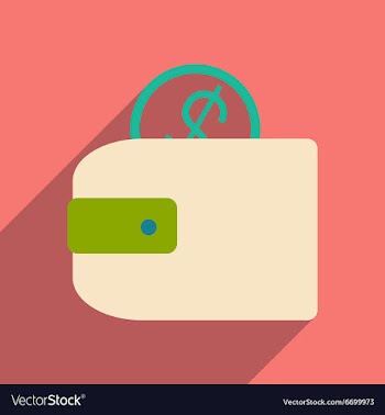 Flat with shadow icon and mobile applacation purse vector image