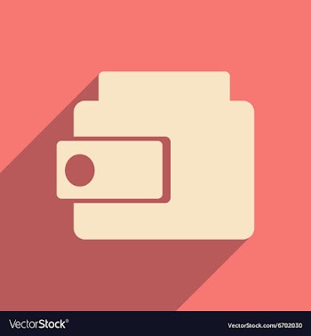 Flat with shadow icon and mobile applacation purse vector image