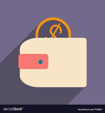 Flat with shadow icon and mobile applacation purse vector image