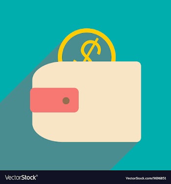 Flat with shadow icon and mobile applacation purse vector image