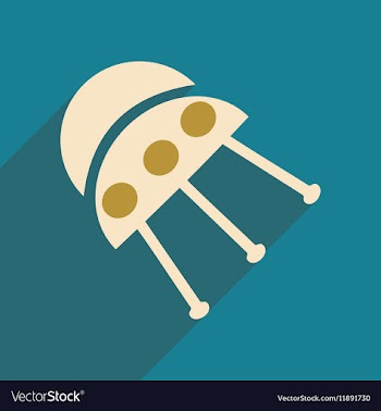 Flat with shadow icon and mobile applacation UFO vector image