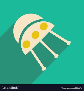 Flat with shadow icon and mobile applacation UFO vector image