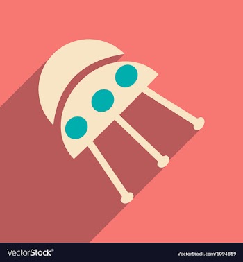 Flat with shadow icon and mobile applacation UFO vector image