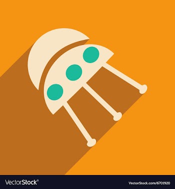 Flat with shadow icon and mobile applacation UFO vector image