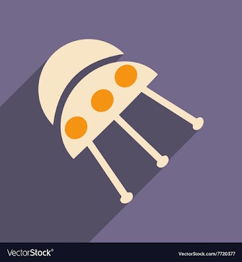 Flat with shadow icon and mobile applacation UFO vector image