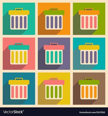 Flat with shadow icon and mobile applacation waste vector image