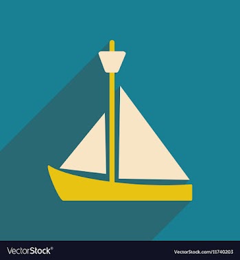 Flat with shadow icon and mobile applacation yacht vector image