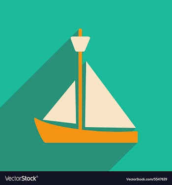 Flat with shadow icon and mobile applacation yacht vector image
