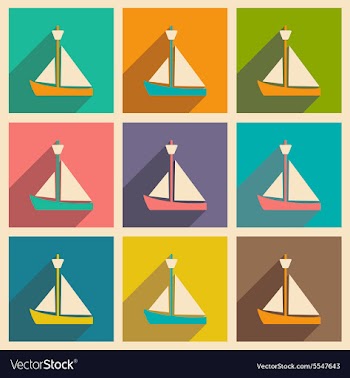 Flat with shadow icon and mobile applacation yacht vector image