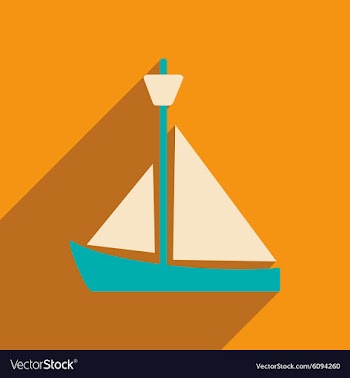 Flat with shadow icon and mobile applacation yacht vector image