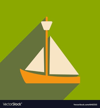 Flat with shadow icon and mobile applacation yacht vector image