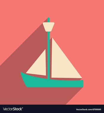 Flat with shadow icon and mobile applacation yacht vector image