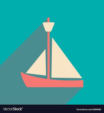 Flat with shadow icon and mobile applacation yacht vector image
