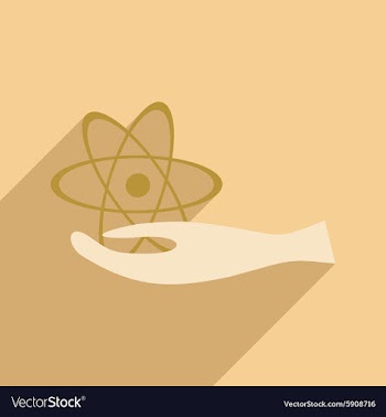 Flat with shadow icon and mobile application atom vector image