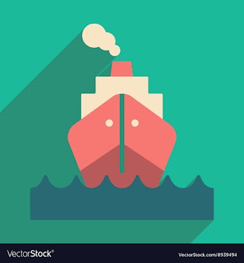 Flat with shadow icon and mobile application boat vector image