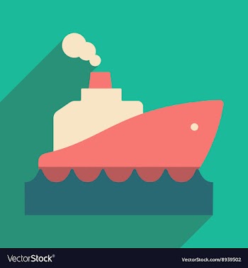 Flat with shadow icon and mobile application boat vector image
