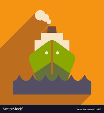 Flat with shadow icon and mobile application boat vector image