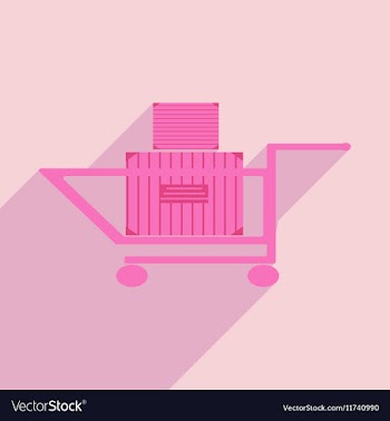 Flat with shadow icon and mobile application cart vector image
