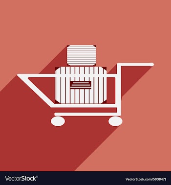 Flat with shadow icon and mobile application cart vector image