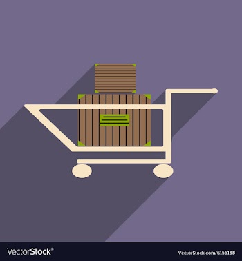 Flat with shadow icon and mobile application cart vector image