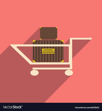 Flat with shadow icon and mobile application cart vector image