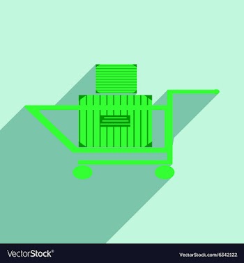 Flat with shadow icon and mobile application cart vector image