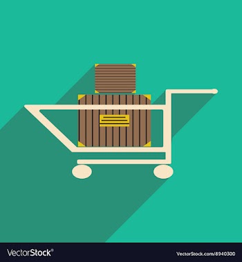 Flat with shadow icon and mobile application cart vector image