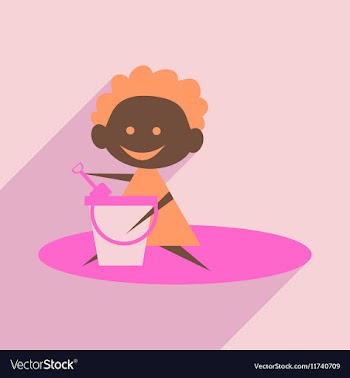 Flat with shadow icon and mobile application girl vector image