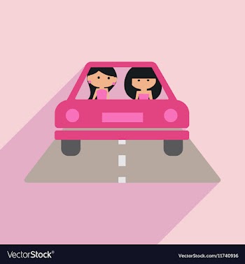Flat with shadow icon and mobile application girl vector image