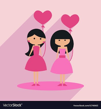 Flat with shadow icon and mobile application girl vector image