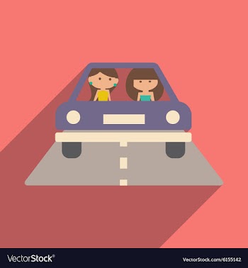 Flat with shadow icon and mobile application girl vector image