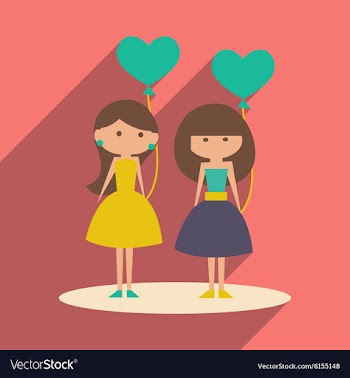 Flat with shadow icon and mobile application girl vector image