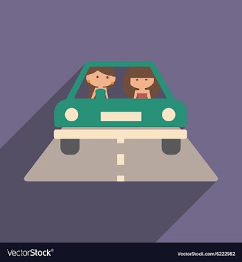 Flat with shadow icon and mobile application girl vector image