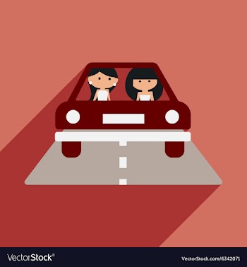 Flat with shadow icon and mobile application girl vector image