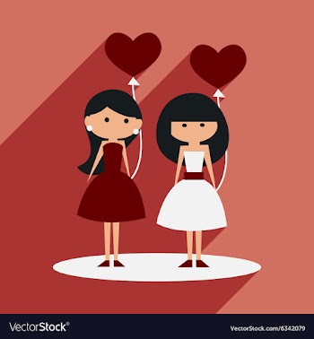 Flat with shadow icon and mobile application girl vector image