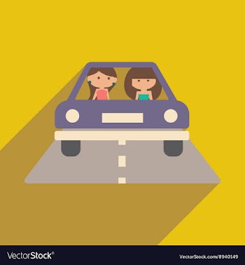 Flat with shadow icon and mobile application girl vector image