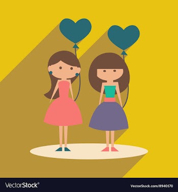 Flat with shadow icon and mobile application girl vector image