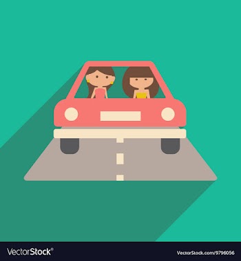 Flat with shadow icon and mobile application girl vector image