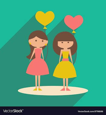 Flat with shadow icon and mobile application girl vector image