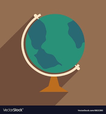 Flat with shadow icon and mobile application globe vector image