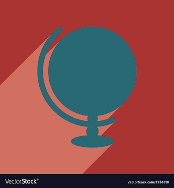 Flat with shadow icon and mobile application globe vector image