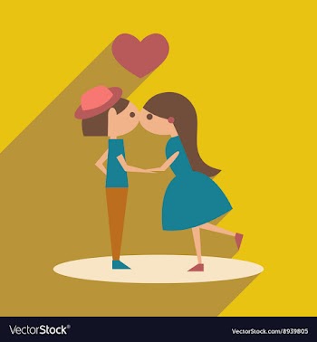 Flat with shadow icon and mobile application kiss vector image