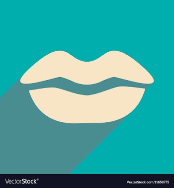 Flat with shadow icon and mobile application lips vector image
