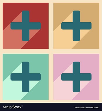 Flat with shadow icon and mobile application plus vector image