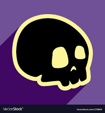 Flat with shadow icon and mobile application skull vector image