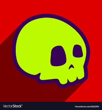 Flat with shadow icon and mobile application skull vector image