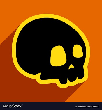 Flat with shadow icon and mobile application skull vector image