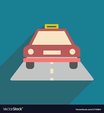 Flat with shadow icon and mobile application taxi vector image